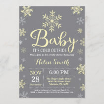 Baby Its Cold Outside Yellow Winter Baby Shower Invitation