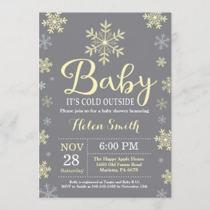 Baby Its Cold Outside Yellow Winter Baby Shower Invitation