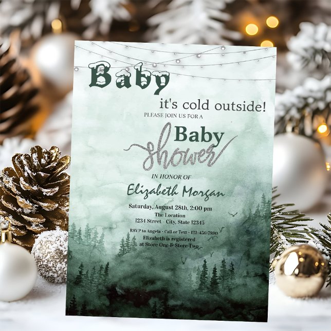 Baby It's Cold Pine Tree Forest Baby Shower  Invitation (Creator Uploaded)