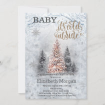 Baby It's Cold Pine Trees Forest Baby Shower Invitation