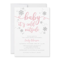 Baby It's Cold | Pink Snowflake Girl Baby Shower Invitation
