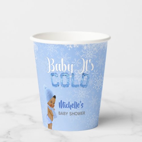 Baby Its Cold Snowflake Blue Boy Shower Paper Cups