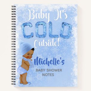 Baby It's Cold Snowflake Blue Ethnic Boy Shower Notebook