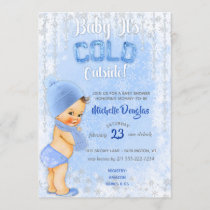 Baby It's Cold Snowflake Icy Blue Boy Shower Invitation