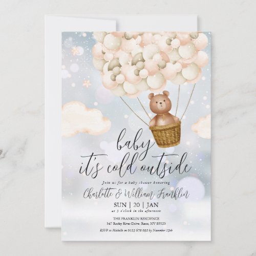 Baby Its Cold Teddy Bear Winter Baby Shower Invitation