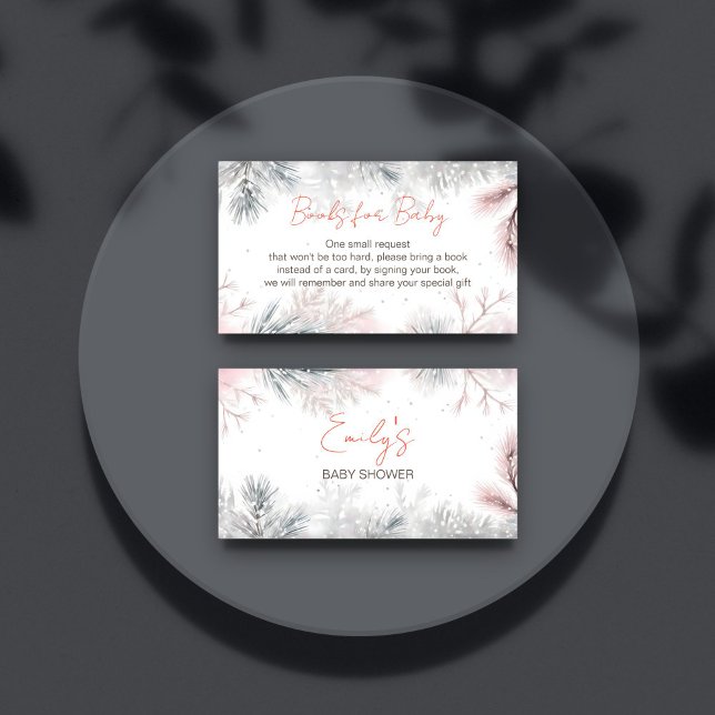 Baby it's cold winter baby shower books for baby enclosure card (Baby it's cold winter baby shower books for baby enclosure card pastel snowy pines watercolor)
