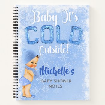 Baby It's Cold Winter Snowflake Blue Boy Shower Notebook by nawnibelles at Zazzle