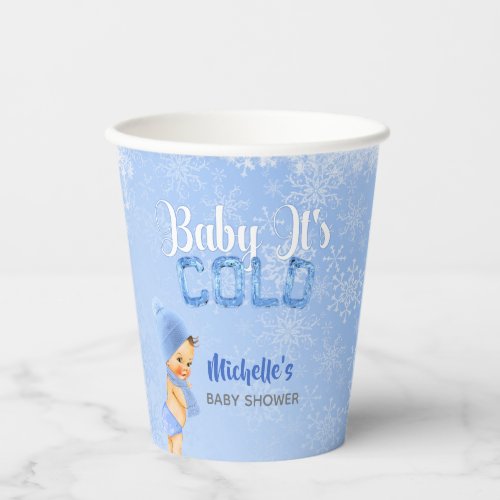 Baby Its Cold Winter Snowflake Blue Boy Shower Paper Cups