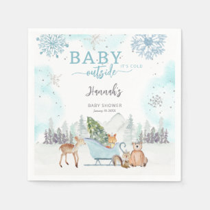 Baby It's Cold Winter Woodland Outside Baby Shower Napkins