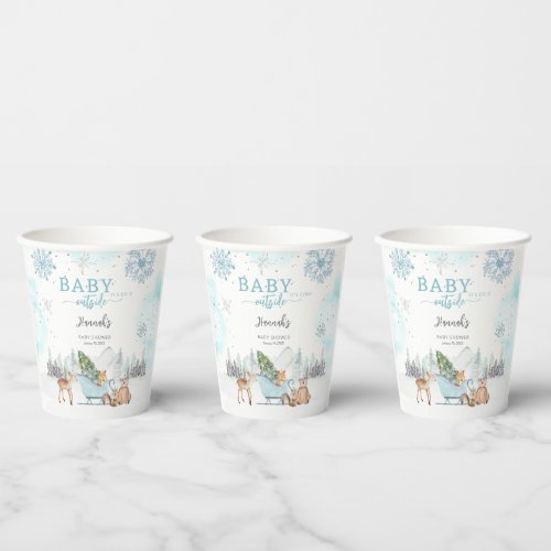 Baby Its Cold Winter Woodland Outside Baby Shower Paper Cups