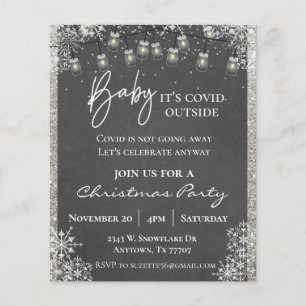 Baby It's Covid Outside Christmas Party Snowflake Flyer