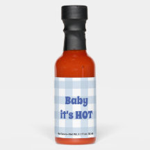 Baby it's HOT Blue Gingham Check Boy Baby Shower