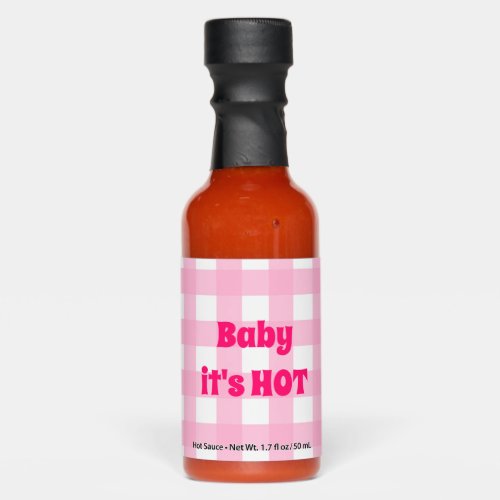 Baby its HOT Pink Gingham Check Girl Baby Shower Hot Sauces