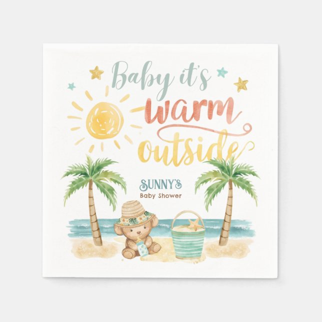 Baby It's Warm Outside Beach Baby Shower Napkins (Front)