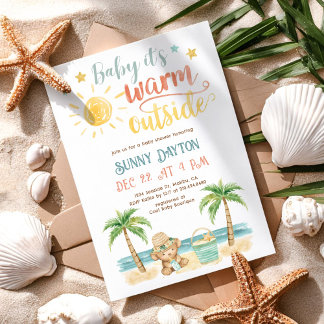 Baby it's Warm Outside Tropical Beach Baby Shower Invitation