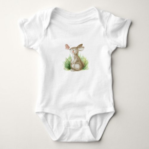 Baby Jersey Body Suit with bunny and butterfly Baby Bodysuit