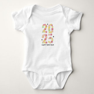 Baby Jersey Bodysuit 2025 Happy New Year Floral