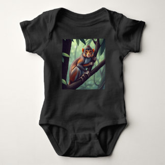 Baby Jersey Bodysuit Cute Monkey