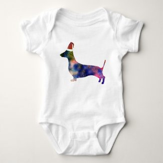 Baby Jersey Bodysuit, Santa Dachshund Dog