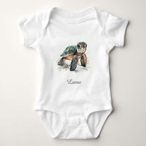 Baby Jersey Bodysuit Sea Animal Turtle