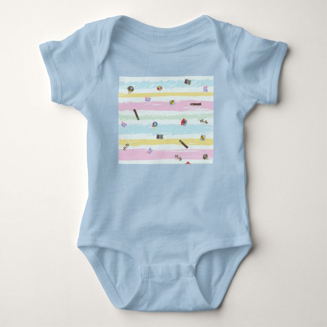 Baby Jersey Bodysuit – Sports & Stripes Pastel  (Front)