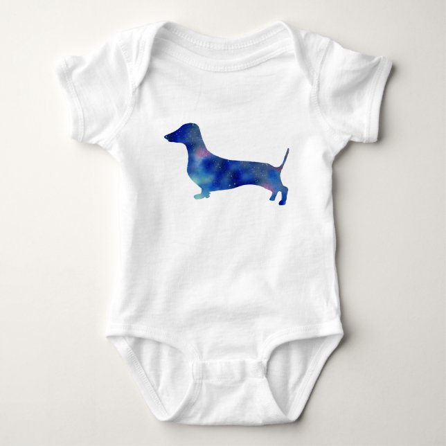 Baby Jersey Bodysuit, White Dachshund Dog Bodysuit (Front)