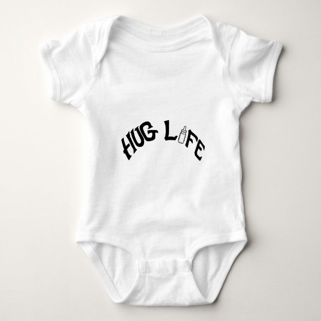 Baby Jersey Bodysuit, White - Hug Life Baby Bodysuit (Front)
