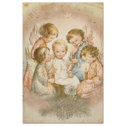 Baby Jesus and Cute Children On Christmas Eve Tissue Paper