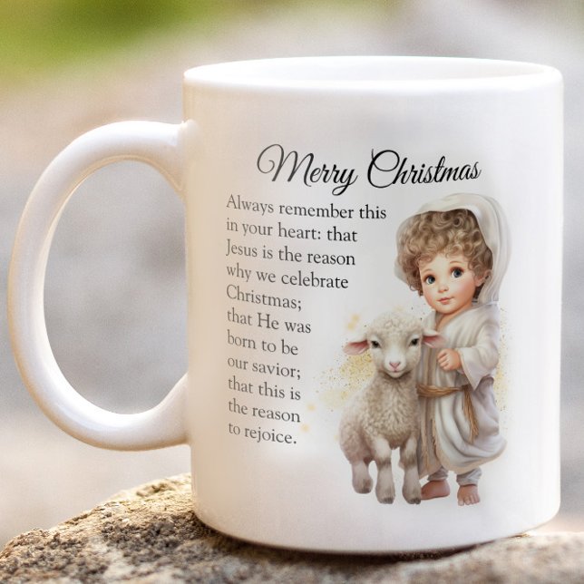 Baby Jesus And Lamb Illustration Coffee Mug (Creator Uploaded)