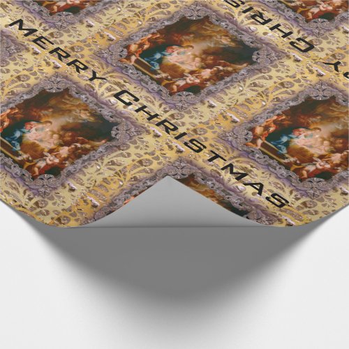 Baby Jesus Born to Save Victorian Wrapping Paper