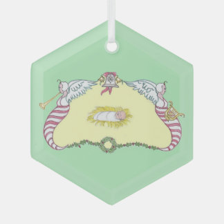 Baby Jesus Cartouche Glass Ornament