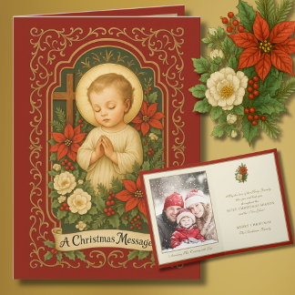 Baby Jesus Catholic Christmas Photo Holiday Card