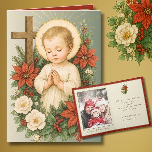 Baby Jesus Catholic Christmas Photo  Holiday Card (Creator Uploaded)