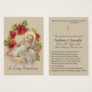 Baby Jesus Catholic Funeral Memorial Holy Card -