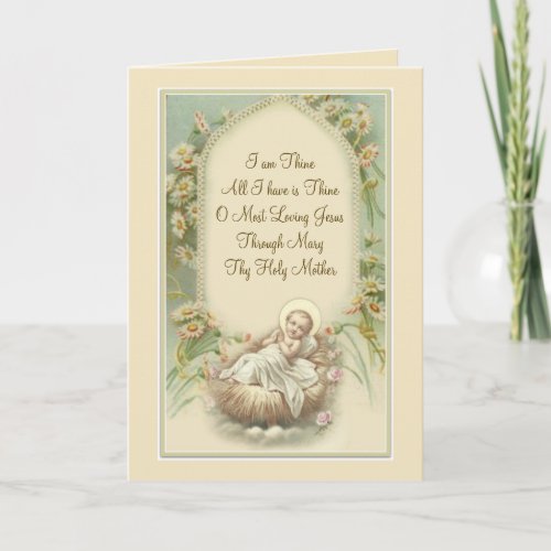 Baby Jesus Catholic Prayer Vintage Floral Card