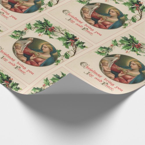 Baby Jesus Christmas Joy Vintage Card Reproduction Wrapping Paper