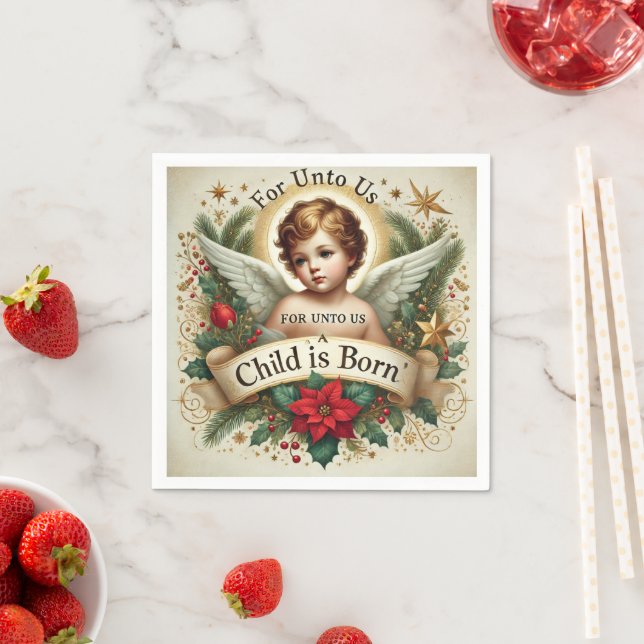 Baby Jesus Christmas Scripture Verse Découpage Napkins (Insitu)