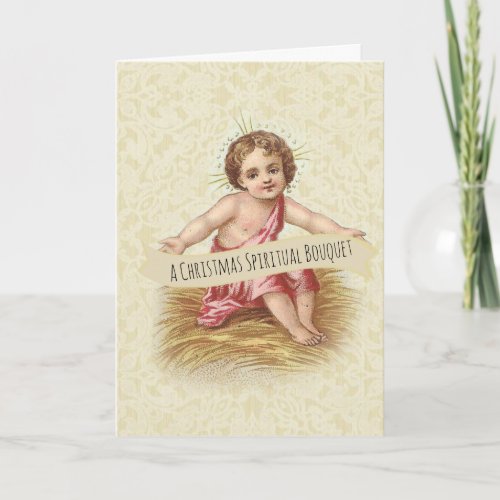 Baby Jesus Christmas Spiritual Prayers Bouquet Card