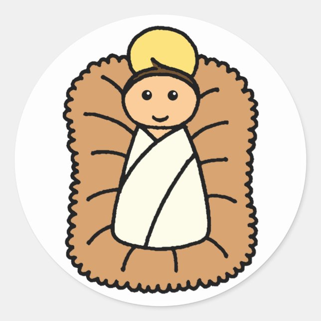 Baby Jesus Classic Round Sticker (Front)