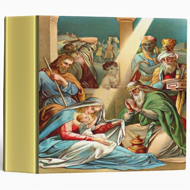 Baby Jesus gold foil texture 3 Ring Binder (Front/Spine)