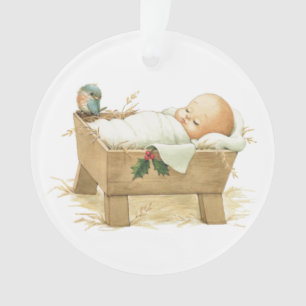 Baby Jesus In Manger Acrylic Ornament