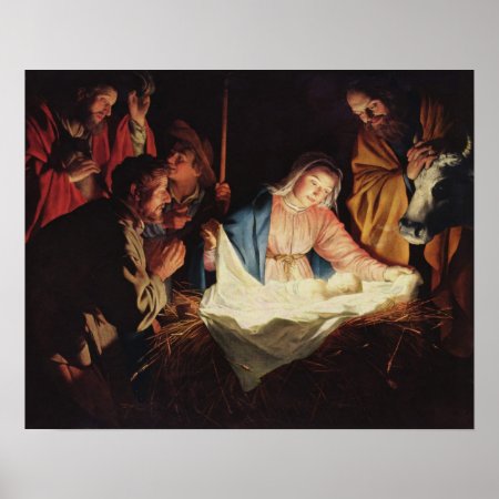 Baby Jesus In Manger Art Poster