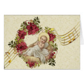 Baby Jesus in Manger Christmas Floral Music Notes (Front Horizontal)