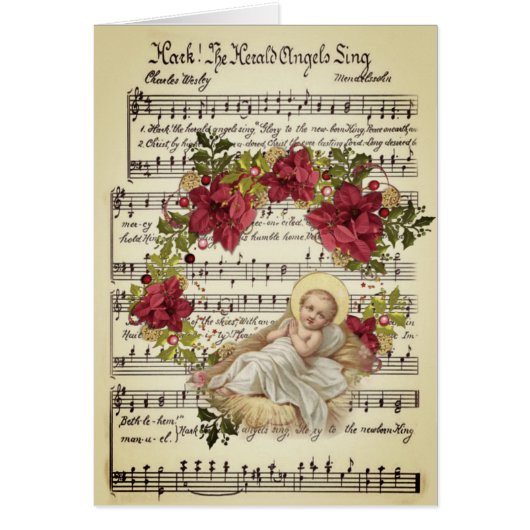 Baby Jesus in Manger Christmas Floral Sheet Music (Front)