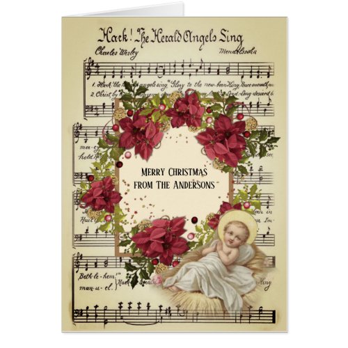 Baby Jesus in Manger Christmas Floral Sheet Music