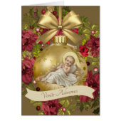 Baby Jesus in Manger Christmas Floral Wreath (Front)