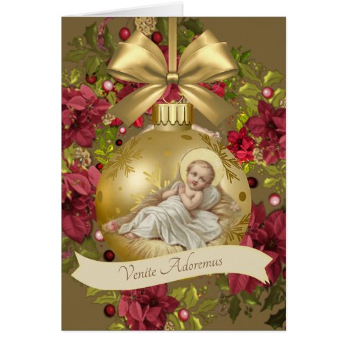 Baby Jesus in Manger Christmas Floral Wreath