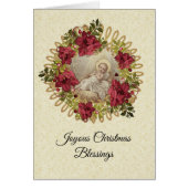 Baby Jesus in Manger Christmas Floral Wreath (Front)