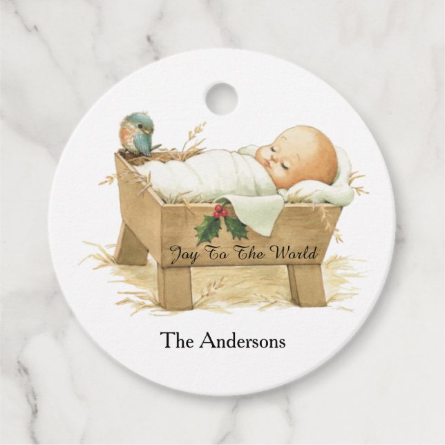 Baby Jesus In Manger Favor Tag (Front)