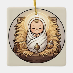 Baby Jesus in Manger Nativity Ornament